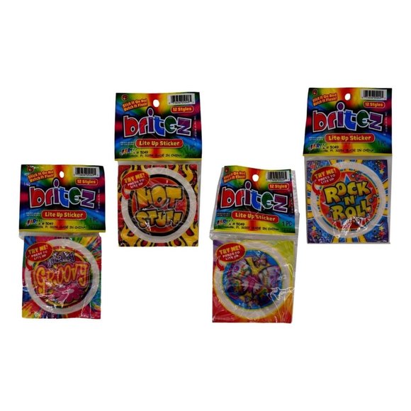 Ja-Ru Britez Lite Up Sticker Lot of 4 Hot Stuff RockNRoll Butterfly Party Favors - Picture 1 of 6